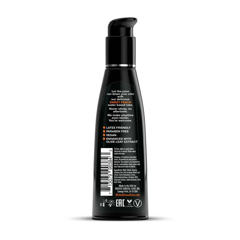 Wicked Aqua Sweet Peach - Sweet Peach Flavoured Water Based Lubricant - 120 ml (4 oz) Bottle - Image 2