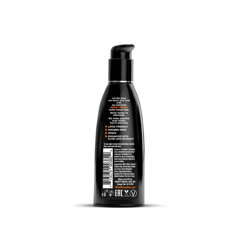 Wicked Aqua Sweet Peach - Sweet Peach Flavoured Water Based Lubricant - 60 ml (2 oz) Bottle - Image 2