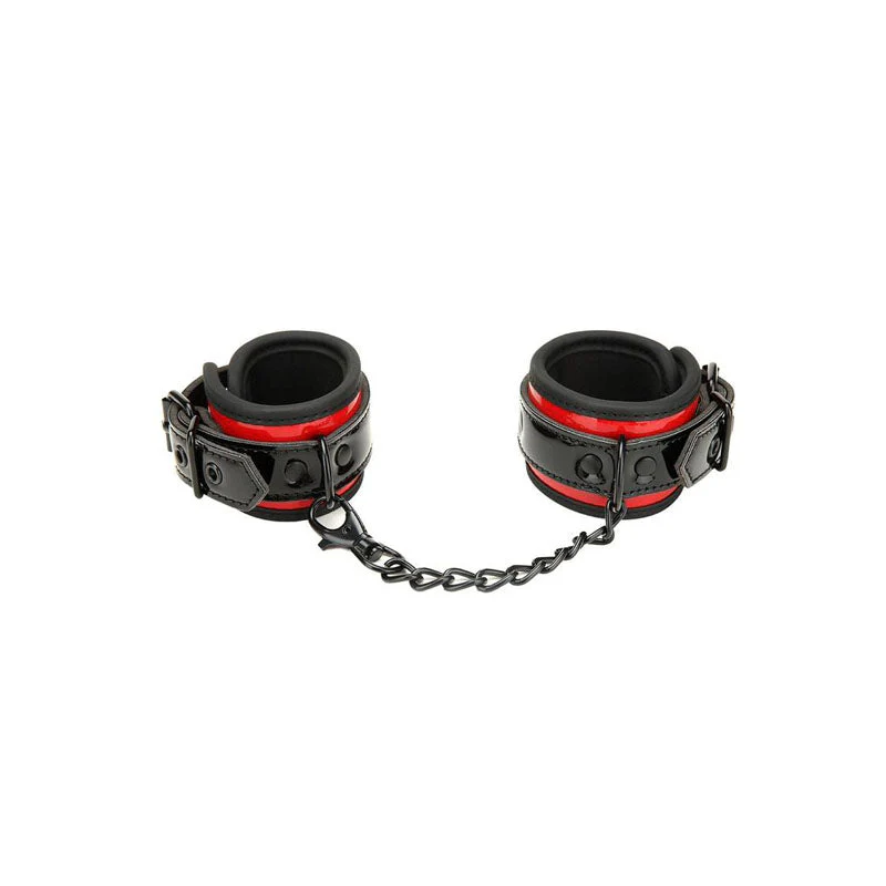 WhipSmart Heartbreaker Deluxe Buckle Love Cuffs - Black/Red Restraints - Image 2