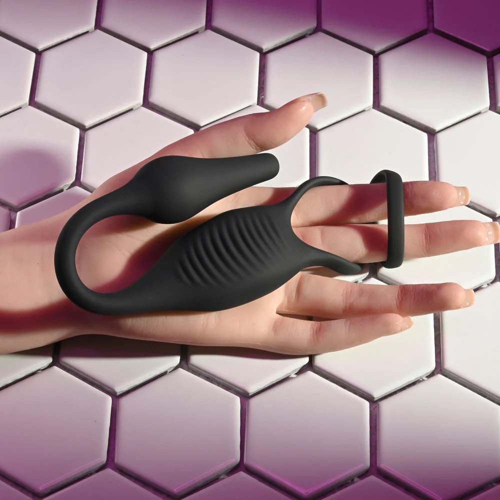Zero Tolerance PLUG & TUG - Black USB Rechargeable Vibrating Cock Ring with Anal Plug - Image 3