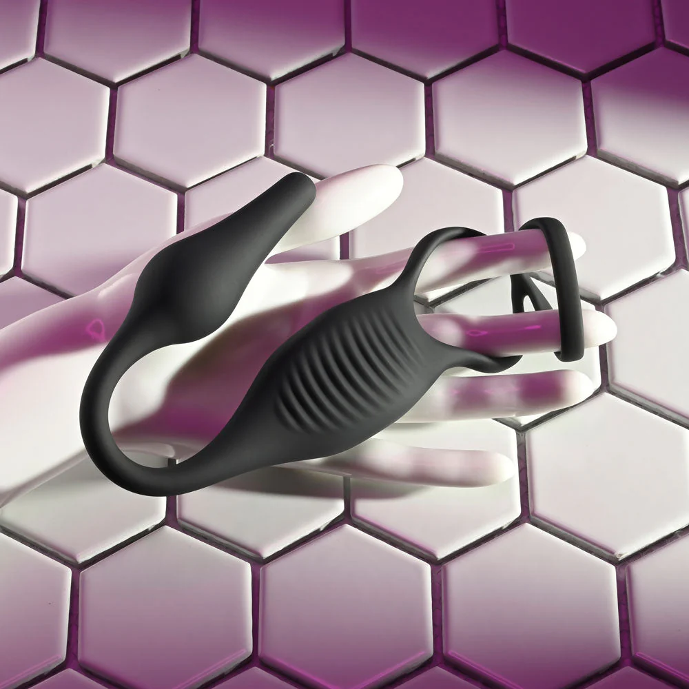 Zero Tolerance PLUG & TUG - Black USB Rechargeable Vibrating Cock Ring with Anal Plug - Image 7